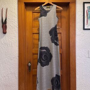 TFNC Grey Black Rose Floral Midi - Long Dress Women’s Small